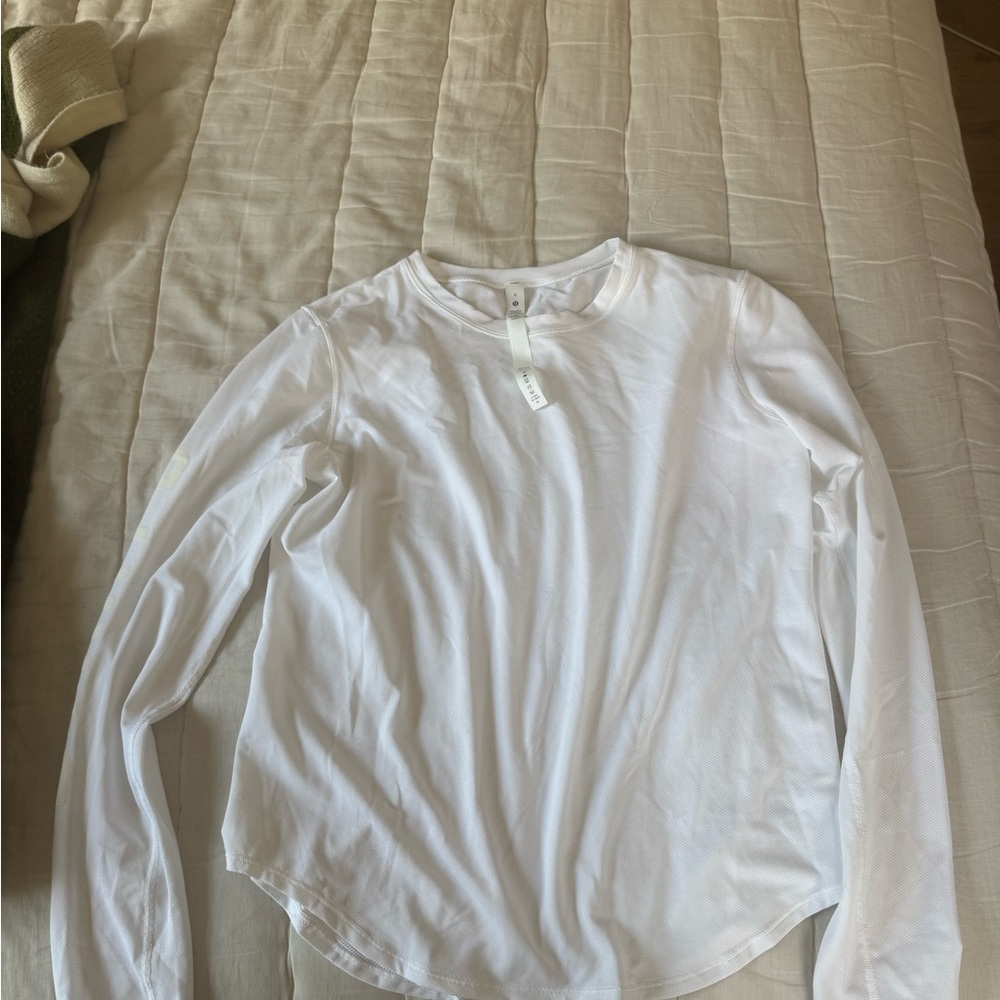 Lululemon white high neck run and train tee